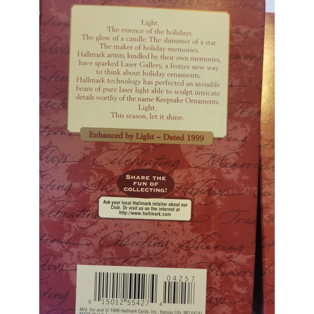 2 Hallmark 1999 Laser Gallery Inside Santa's Workshop & Xmas in Bloom Orig Boxes